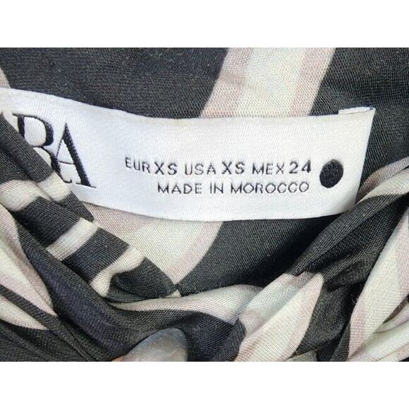 Zara The Safia Cowl Neck XS Swirl Mini Slip Dress Black White zebra abstract - Picture 4 of 6